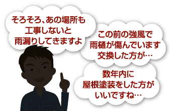 来る度に他の場所も工事しましょうと進めてくる業者