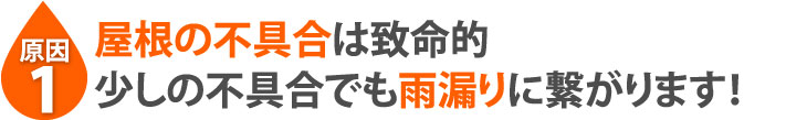 屋根の不具合は致命的少しの不具合でも雨漏りに繋がります