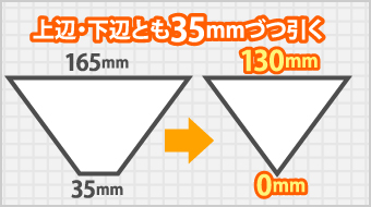 上下に35mm引いて三角形にする