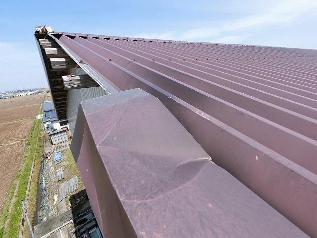 大崎市　ケラバ板金が完全に飛散した