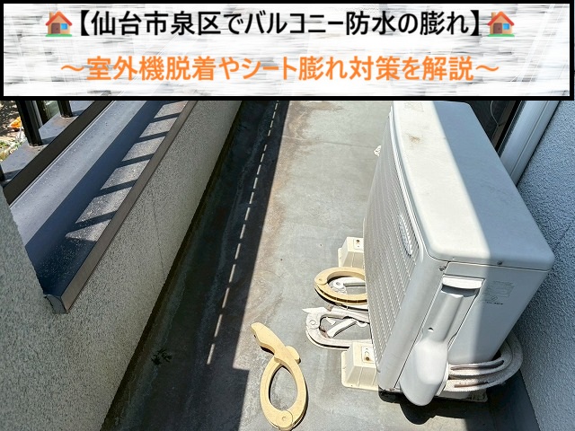 バルコニー防水改修！仙台市泉区での室外機脱着やシート膨れ対策を解説