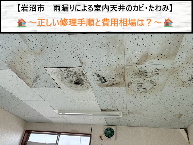 岩沼市　雨漏りによる室内天井のカビ・たわみの正しい修理手順と費用相場は？