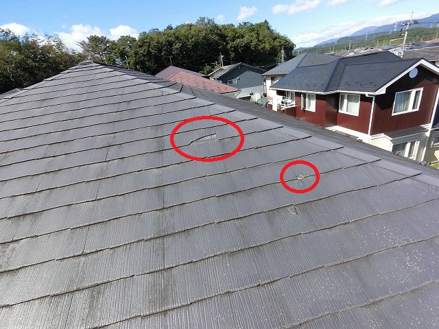 仙台市泉区　欠けたスレート屋根の点検を実施した