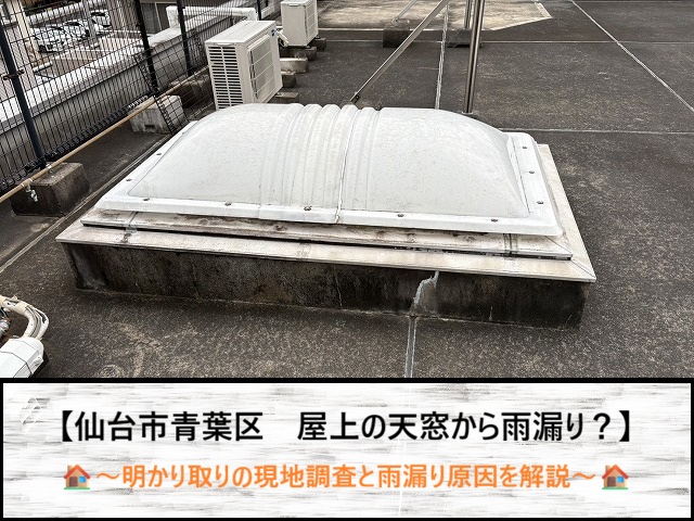仙台市青葉区　屋上の明かり取り（天窓）から雨漏り？現地調査と原因を解説