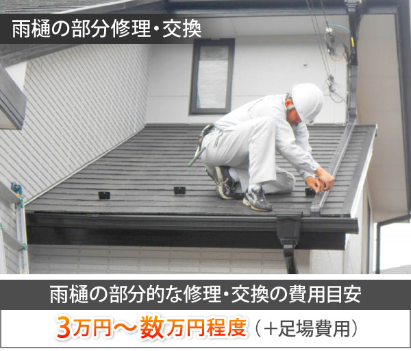 雨樋の部分修理作業
