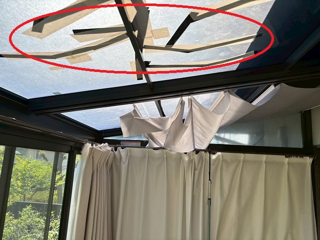 仙台市太白区-テラスポリカ交換工事-テラスポリカひび割れ