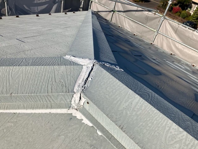 仙台市太白区 棟板金交換工事 コーキングの劣化