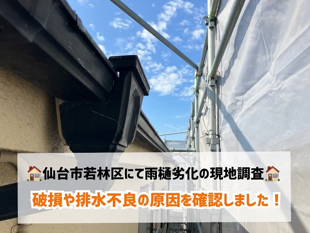 【仙台市若林区】雨樋の劣化を現地調査！破損や排水不良の原因を確認しました！