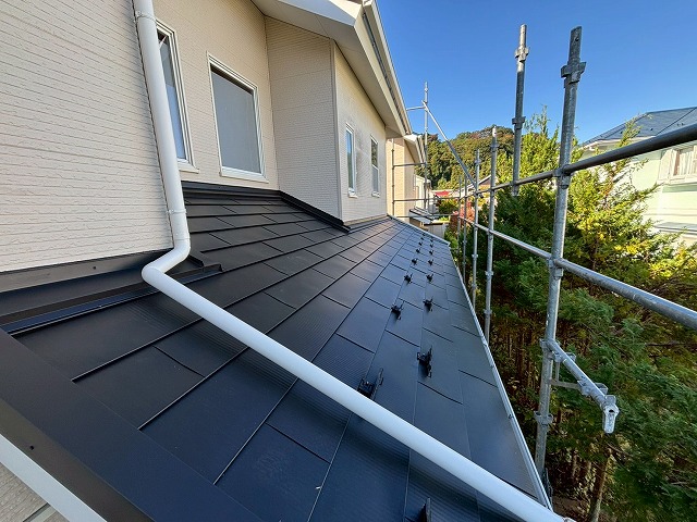 名取市 雨樋交換工事 竪樋 エルボ設置