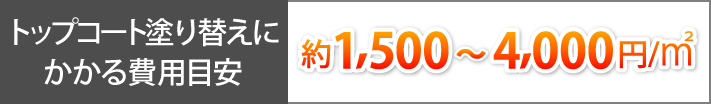 トップコート塗り替えにかかる費用目安は、約1,500〜4,000円/㎡