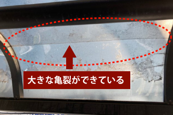 大きな亀裂もできています